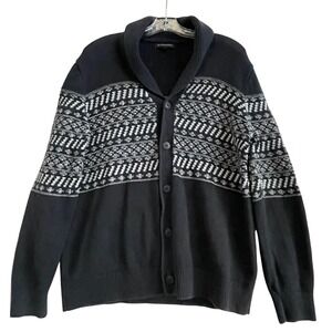 Banana Republic Men's Shawl Collar Nordic Cardigan Sweater‎ Navy White L